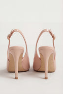 Pointed Toe Metallic Trim Slingback Pumps