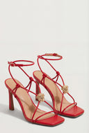 Medallion Knot Strap Stiletto Sandals