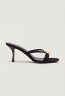 Metallic Accent Open Toe Mid Heel Stilettos