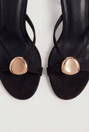 Metallic Accent Open Toe Mid Heel Stilettos