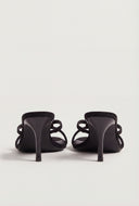 Metallic Accent Open Toe Mid Heel Stilettos