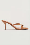 Metallic Accent Open Toe Mid Heel Stilettos
