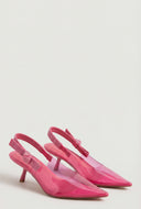 Jelly Pointed Toe Slingback Kitten Heels
