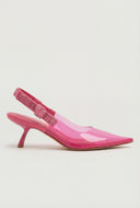 Jelly Pointed Toe Slingback Kitten Heels