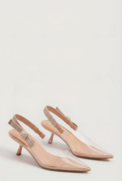 Jelly Pointed Toe Slingback Kitten Heels