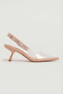 Jelly Pointed Toe Slingback Kitten Heels