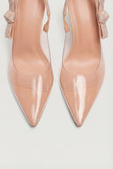 Jelly Pointed Toe Slingback Kitten Heels