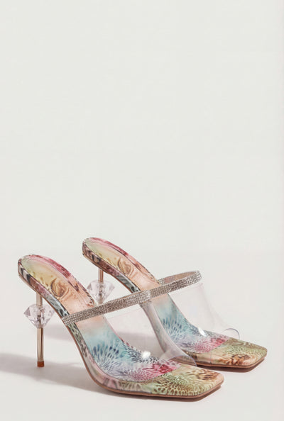 Clear Band Rhinestone Gem Stiletto Heels