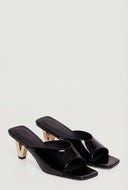 Metallic V Kitten Heel Sandals
