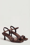 Leopard Ankle Strap Spool Heel Sandals