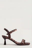 Leopard Ankle Strap Spool Heel Sandals
