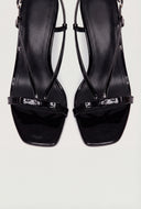 Strappy Bow Mid Heel Sandals