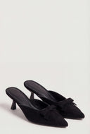 Bow Pointed Toe Mid Heel Mules
