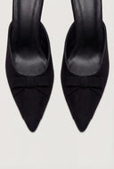 Bow Pointed Toe Mid Heel Mules