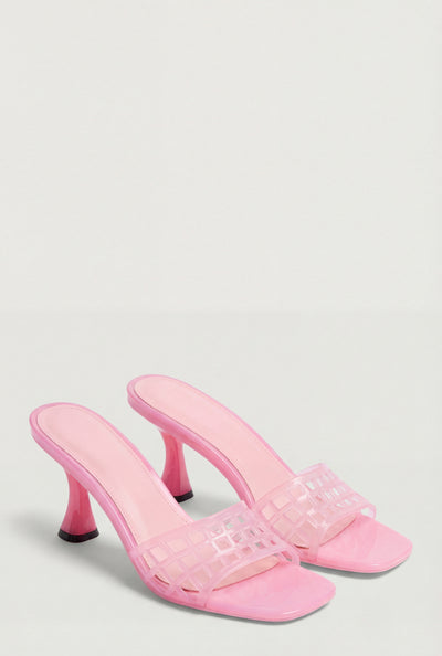 Cutout Jelly Band Mid Heel Sandals