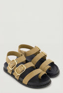 Faux Suede Buckle Strap Toe Loop Sandals