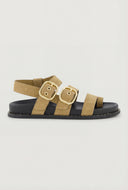 Faux Suede Buckle Strap Toe Loop Sandals