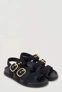 Faux Suede Buckle Strap Toe Loop Sandals