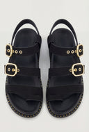 Faux Suede Buckle Strap Toe Loop Sandals