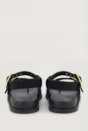Faux Suede Buckle Strap Toe Loop Sandals