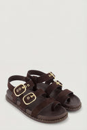 Faux Suede Buckle Strap Toe Loop Sandals