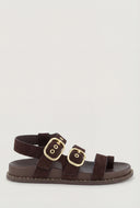 Faux Suede Buckle Strap Toe Loop Sandals