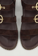 Faux Suede Buckle Strap Toe Loop Sandals