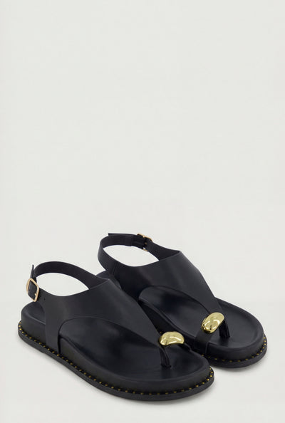 Metallic Toe Loop Footbed Sandals