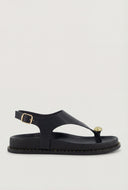 Metallic Toe Loop Footbed Sandals