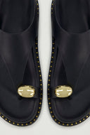 Metallic Toe Loop Footbed Sandals