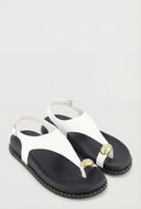 Metallic Toe Loop Footbed Sandals