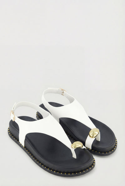 Metallic Toe Loop Footbed Sandals