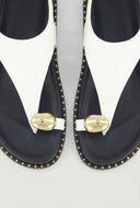 Metallic Toe Loop Footbed Sandals
