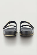 Double Buckle Trim Slide Sandals
