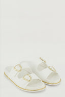 Double Buckle Trim Slide Sandals
