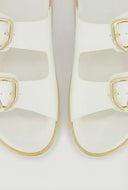 Double Buckle Trim Slide Sandals