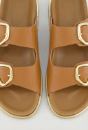 Double Buckle Trim Slide Sandals