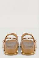 Double Buckle Trim Slide Sandals