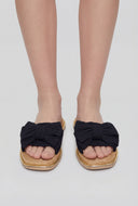 Bow Metallic Trim Espadrille Square Toe Sandals