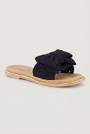 Bow Metallic Trim Espadrille Square Toe Sandals