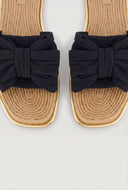 Bow Metallic Trim Espadrille Square Toe Sandals