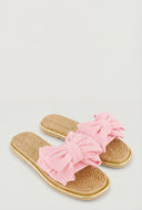 Bow Metallic Trim Espadrille Square Toe Sandals