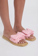 Bow Metallic Trim Espadrille Square Toe Sandals