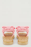 Bow Metallic Trim Espadrille Square Toe Sandals