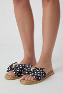Polka Dot Bow Espadrille Slide Sandals