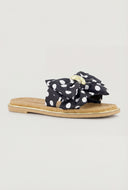Polka Dot Bow Espadrille Slide Sandals