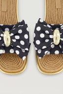 Polka Dot Bow Espadrille Slide Sandals