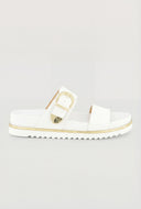 Nyla Metallic Trim Footbed Slide Sandals