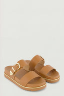 Nyla Metallic Trim Footbed Slide Sandals