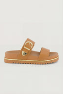 Nyla Metallic Trim Footbed Slide Sandals